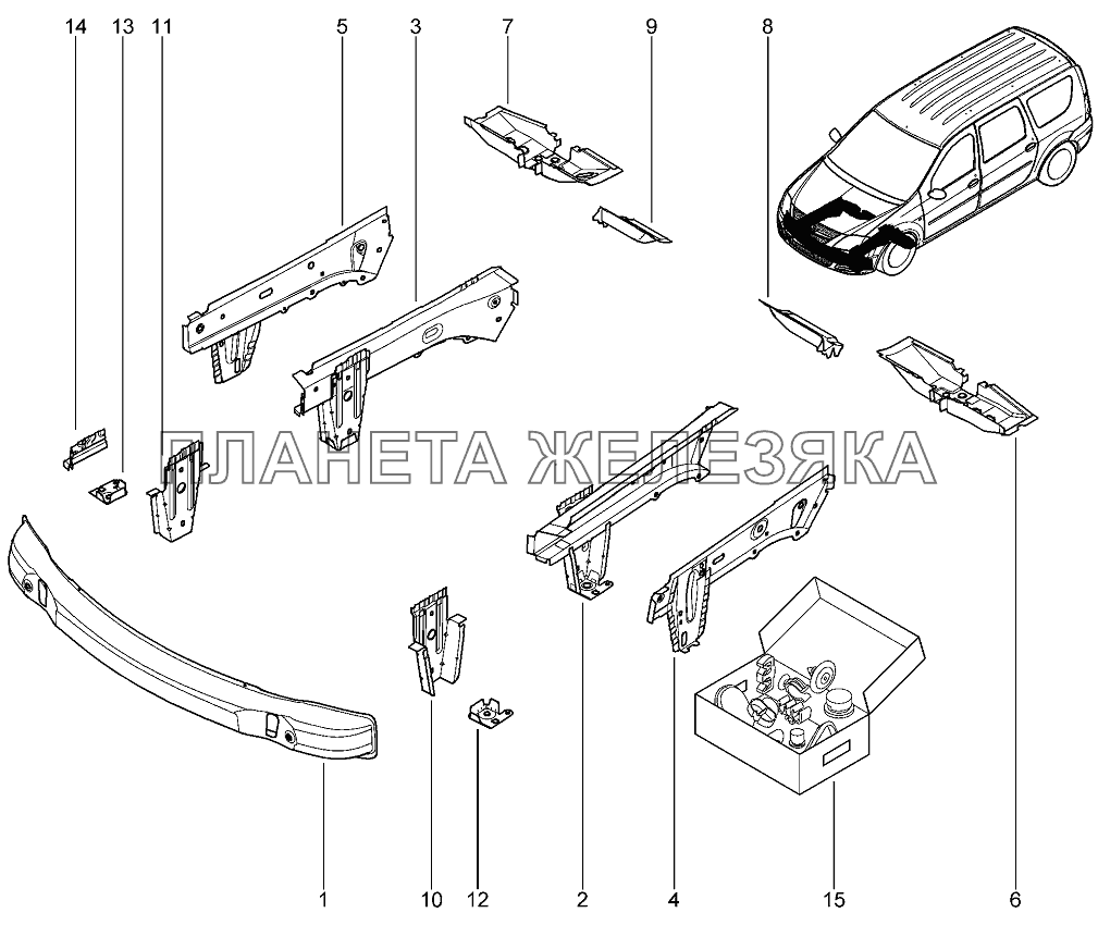 Элементы нижние передние Лада Ларгус 4601