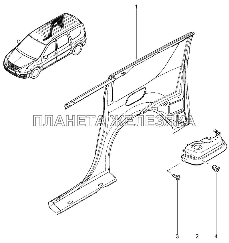 Боковина задняя правая Лада Ларгус 4601