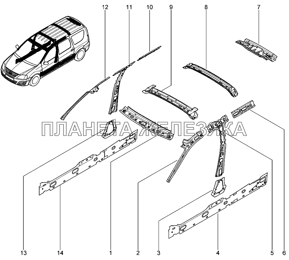 Облицовка, поперечины Лада Ларгус 4601