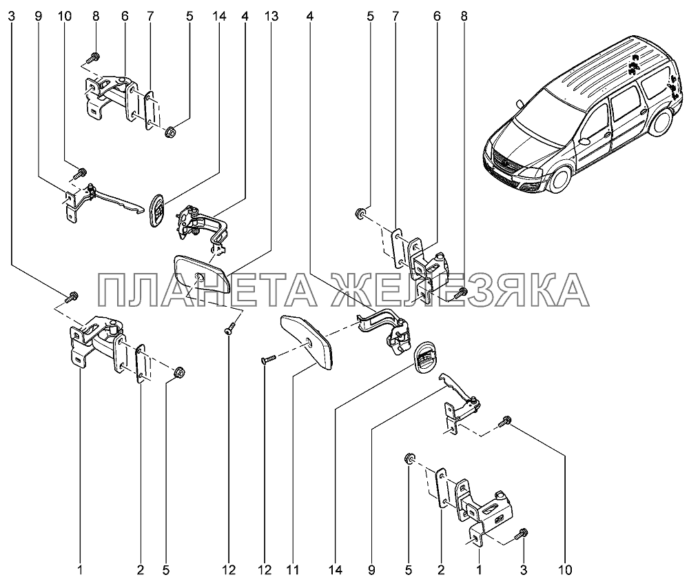 Петли задних задней Лада Ларгус 4601