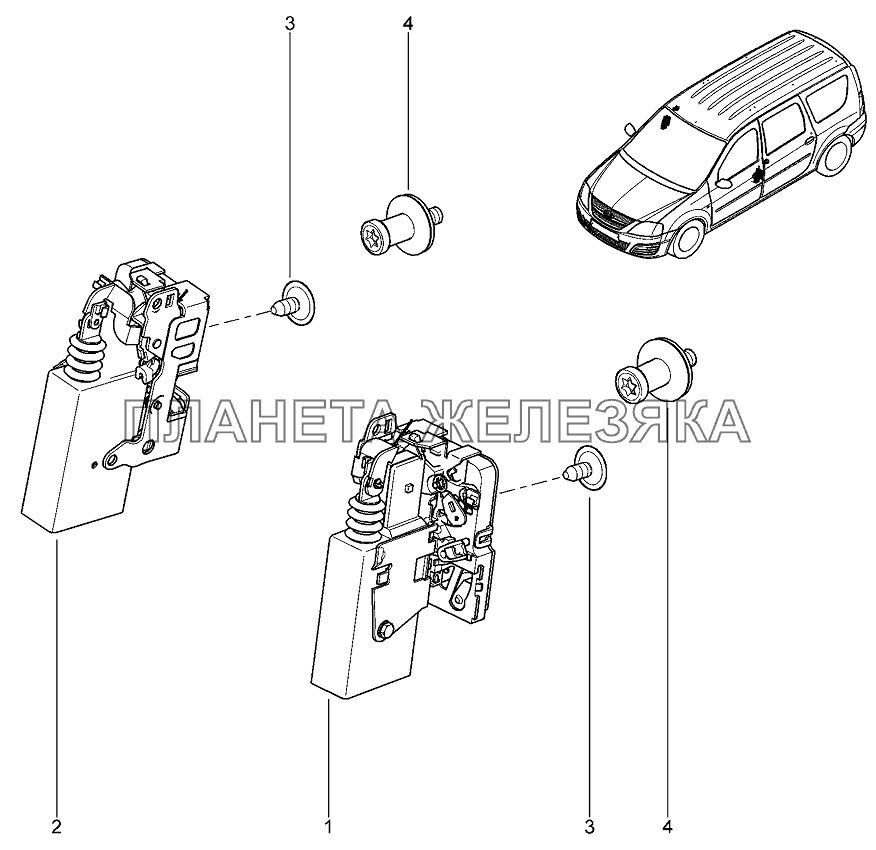 Замки передних дверей Лада Ларгус 4601