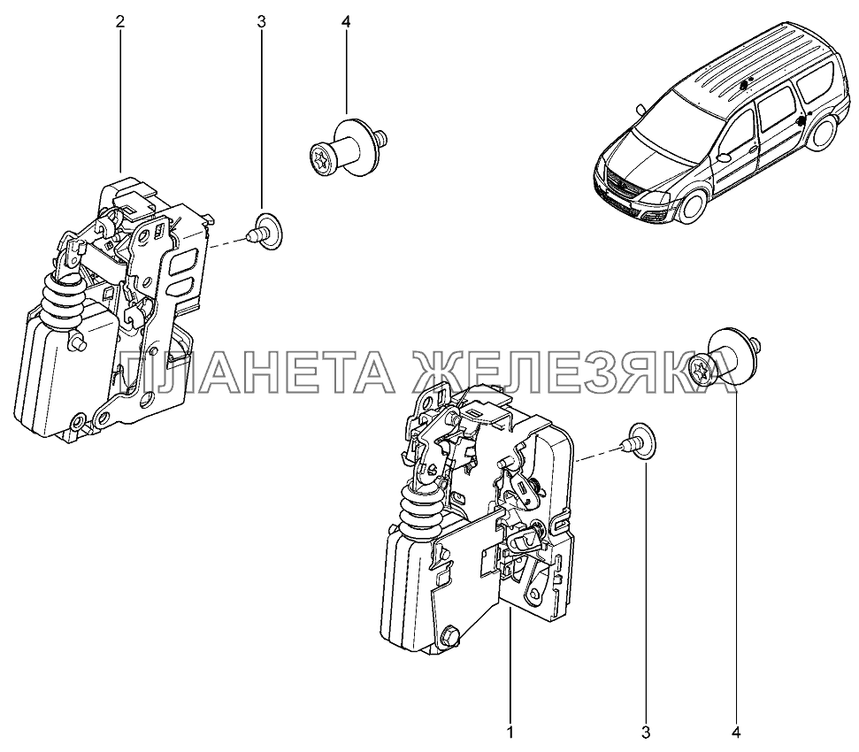 Замки задних дверей Лада Ларгус 4601