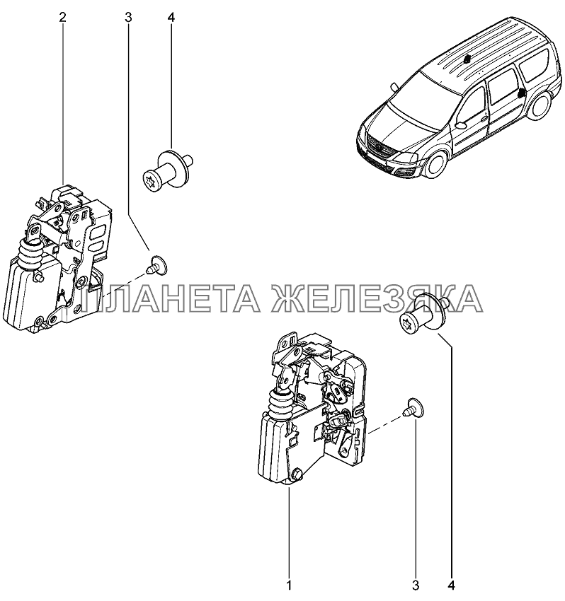 Замки задних дверей Лада Ларгус 4601