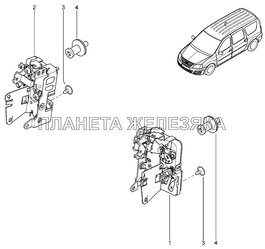 Замки задних дверей Лада Ларгус 4601