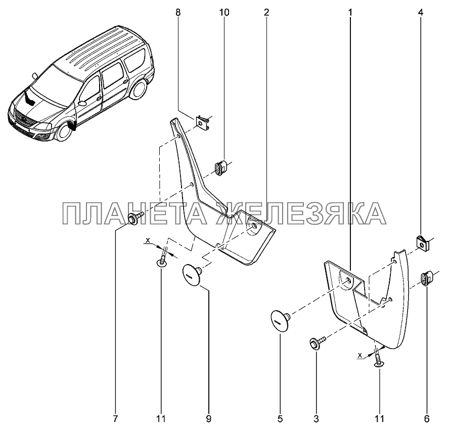 Фартук переднего колеса Лада Ларгус 4601