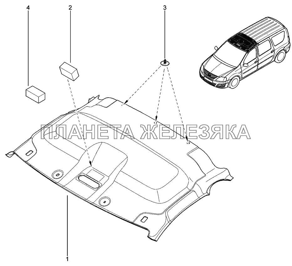 Обивка потолка передняя Лада Ларгус 4601