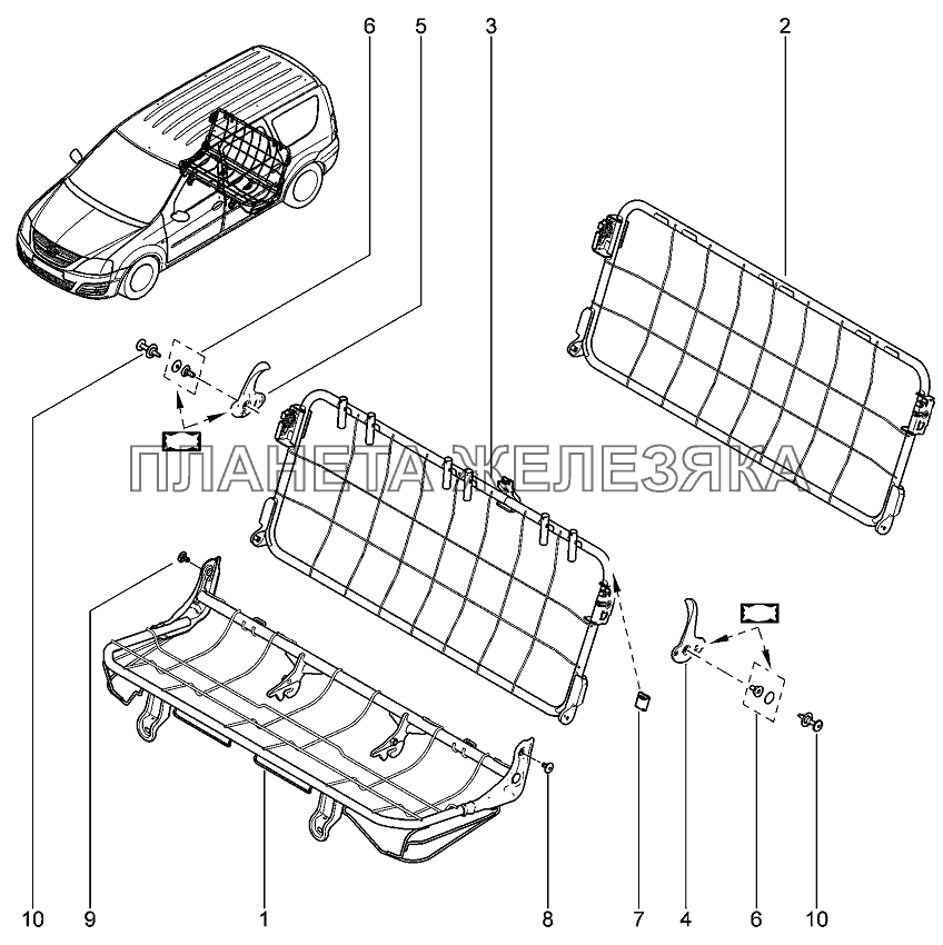 Каркас сидений задних Лада Ларгус 4601