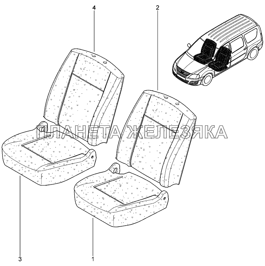 Подушка, спинка передних сидений Лада Ларгус 4601