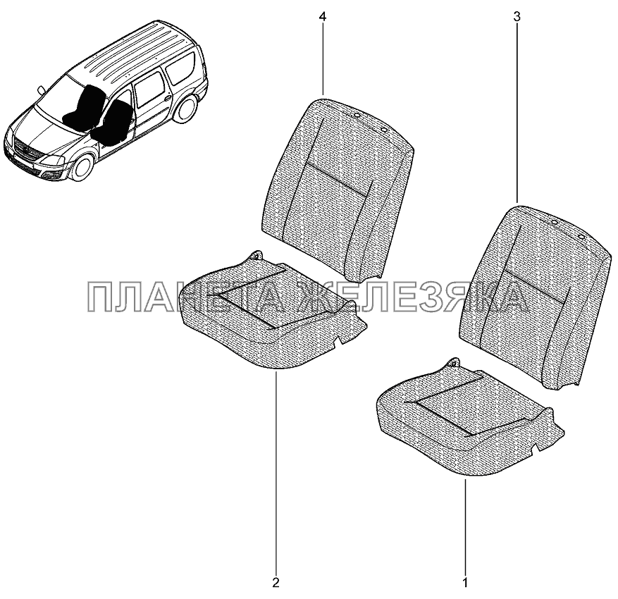 Подушка, спинка передних сидений Лада Ларгус 4601