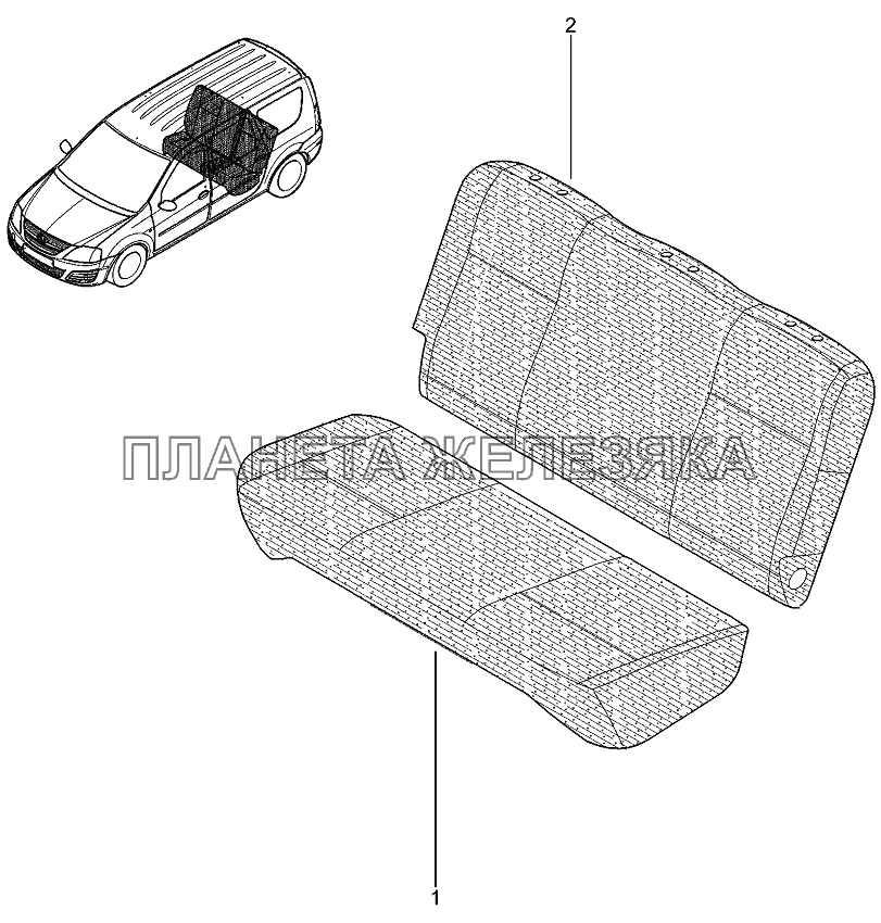 Подушка, спинка задних сидений Лада Ларгус 4601
