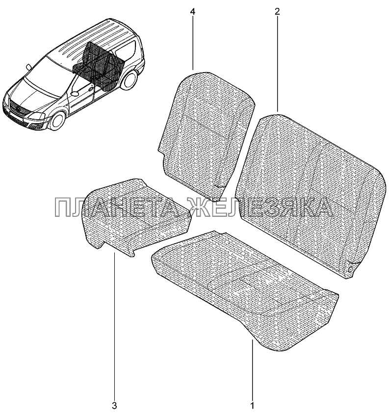 Подушка, спинка задних сидений (1/3) Лада Ларгус 4601