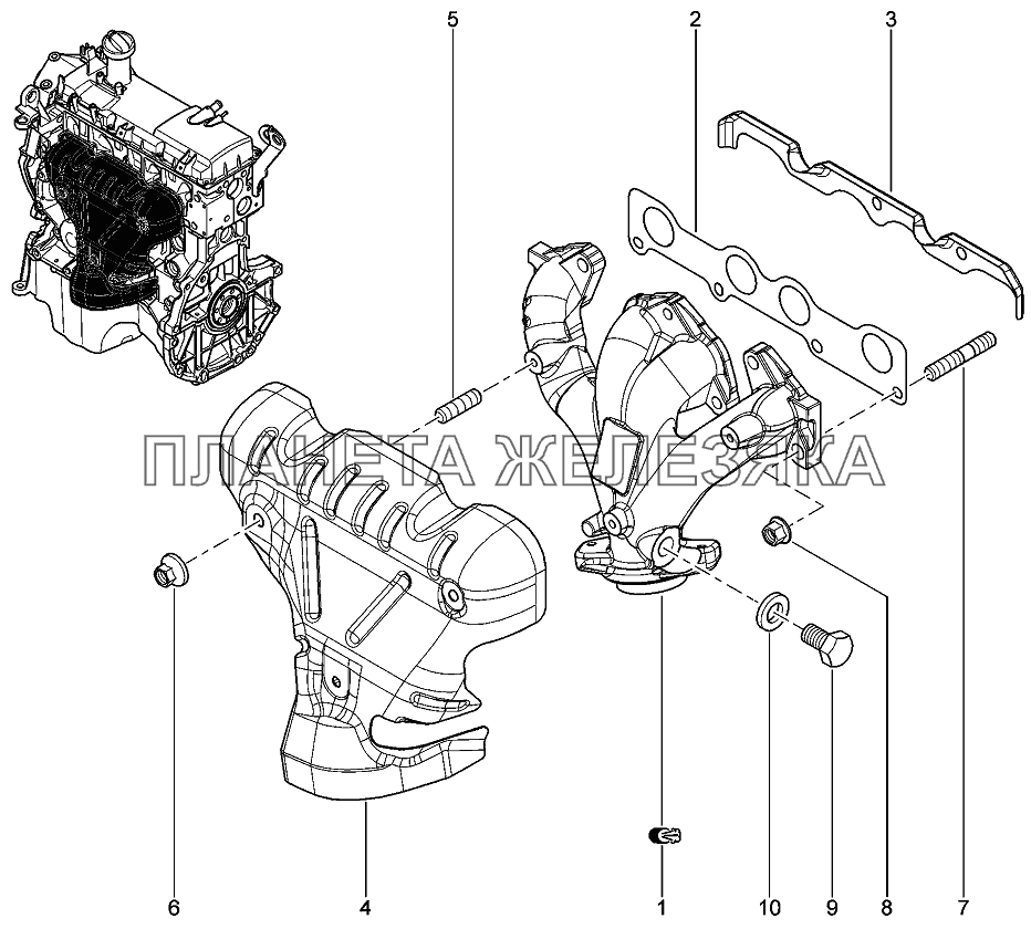 Выпускной тракт (8 КЛ) Лада Ларгус 4601