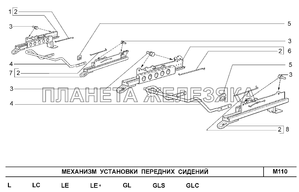 Механизм установки передних сидений Шевроле Нива-1,7