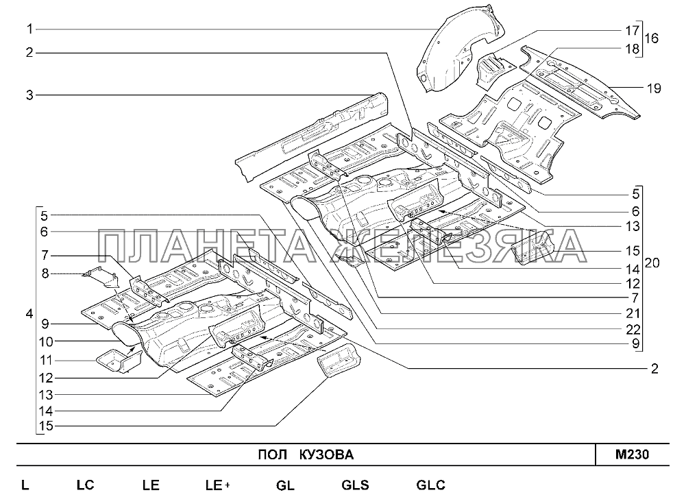 Пол кузова Шевроле Нива-1,7