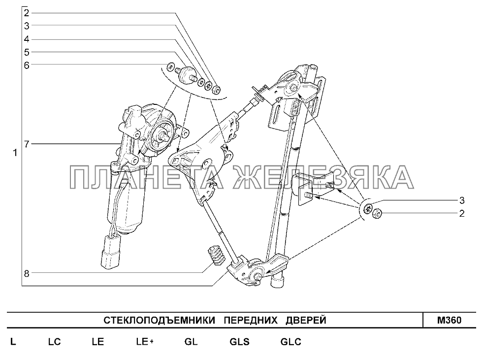 Стеклоподъемники передних дверей Шевроле Нива-1,7