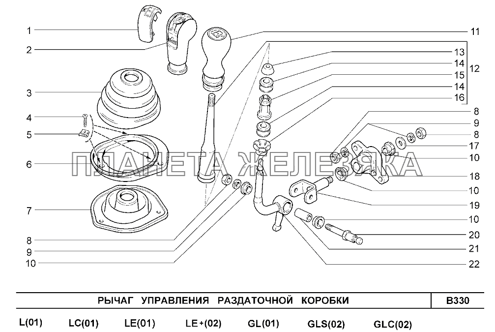 Схема переключения раздатки нива