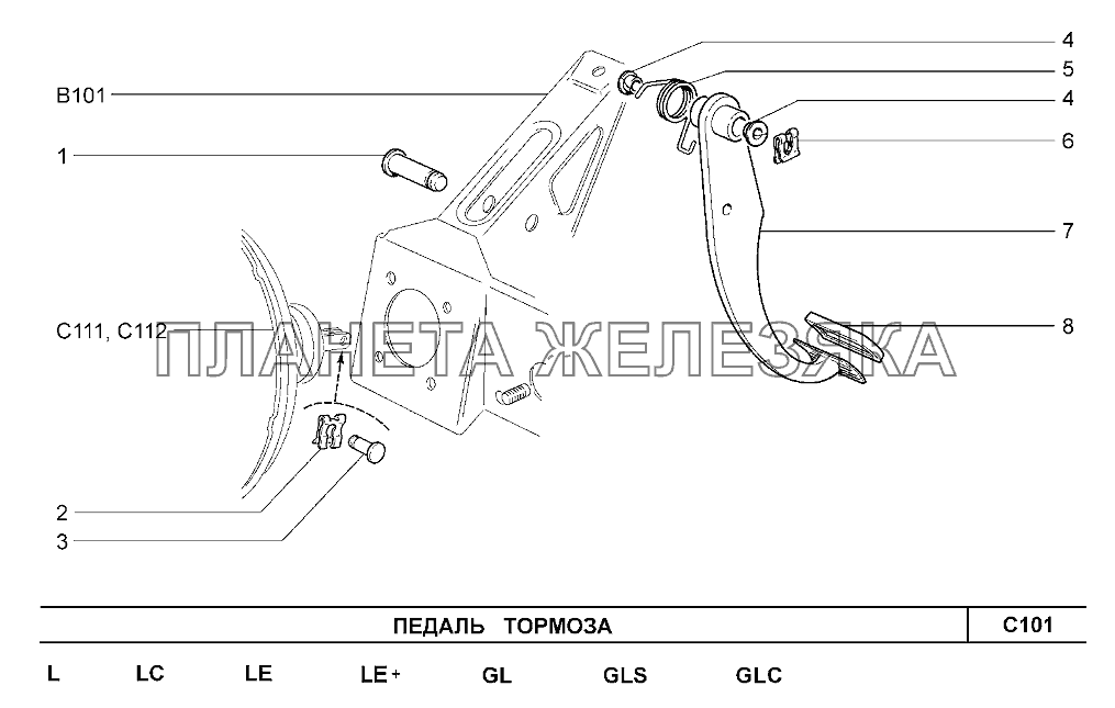 Педаль тормоза Шевроле Нива-1,7