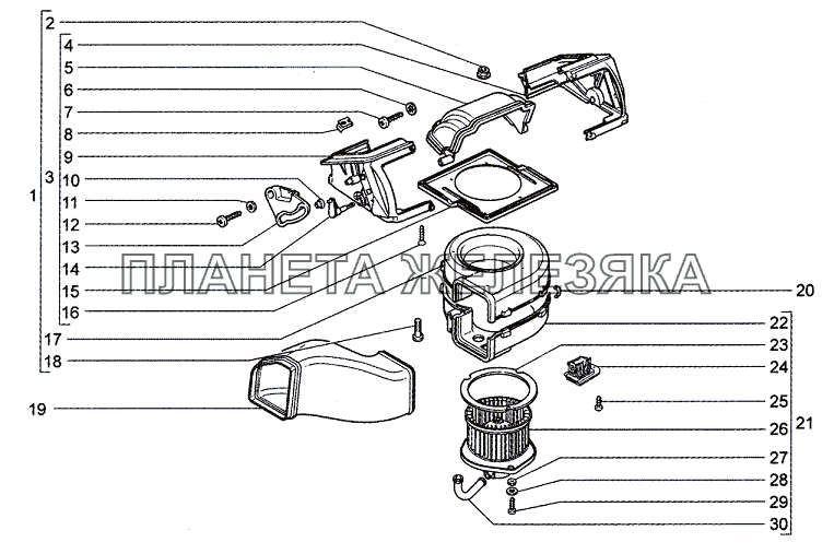 Вентилятор климатической установки Chevrolet Niva 1.7