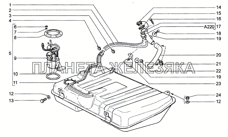 Бак топливный (11, 12, 13) Chevrolet Niva 1.7