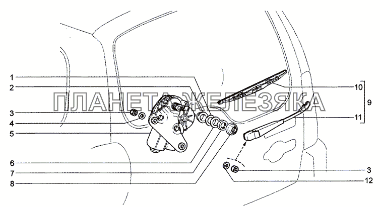 Стеклоочиститель задний Chevrolet Niva 1.7