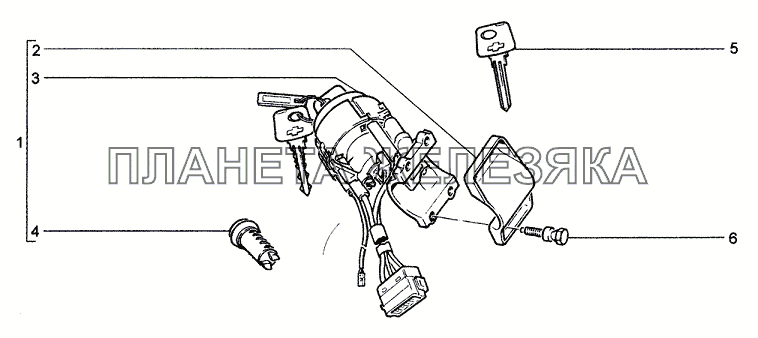 Выключатель зажигания и цилиндры замков дверей (комплект) Chevrolet Niva 1.7