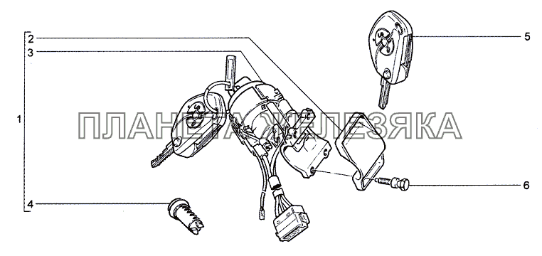 Выключатель зажигания и цилиндры замков дверей (комплект) (34, 55) Chevrolet Niva 1.7