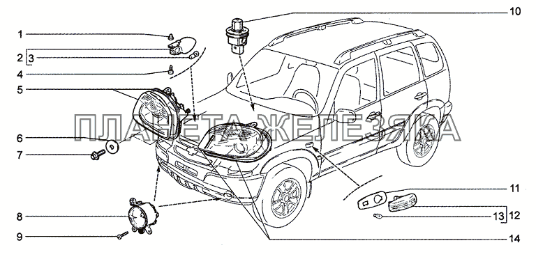 Приборы световые передние (34, 55) Chevrolet Niva 1.7