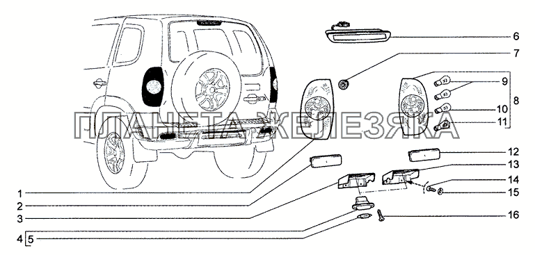 Приборы световые задние (34, 55) Chevrolet Niva 1.7