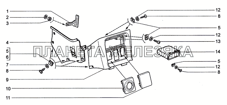 Консоль панели приборов (34, 55) Chevrolet Niva 1.7