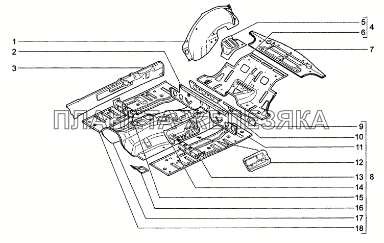 Пол кузова Chevrolet Niva 1.7