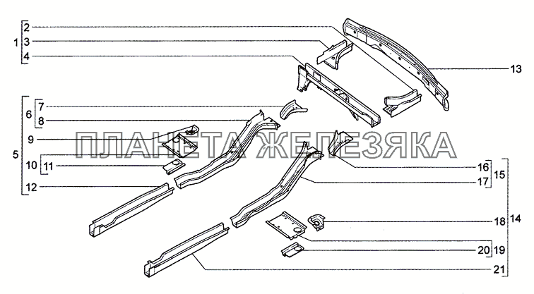 Каркас основания кузова Chevrolet Niva 1.7