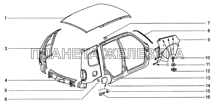 Панели кузова Chevrolet Niva 1.7
