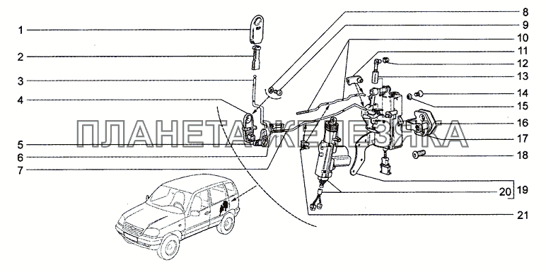 Замки задних дверей Chevrolet Niva 1.7