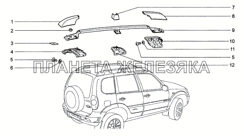 Рейлинги (34, 55) Chevrolet Niva 1.7