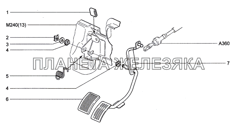 Педаль привода акселератора Chevrolet Niva 1.7