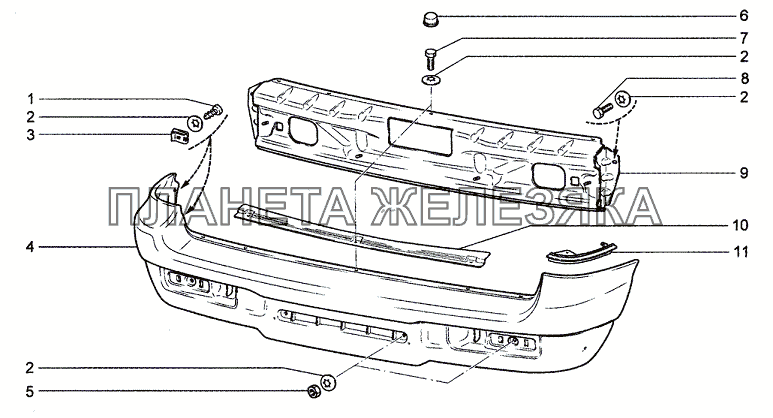 Бампер задний Chevrolet Niva 1.7