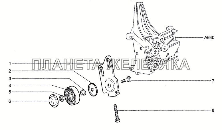 Механизм натяжения ремня привода компрессора Chevrolet Niva 1.7