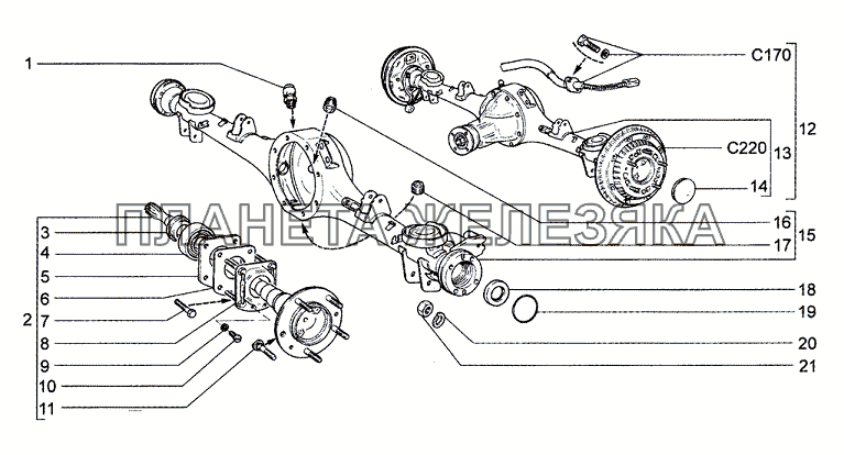 Мост задний и полуоси Chevrolet Niva 1.7