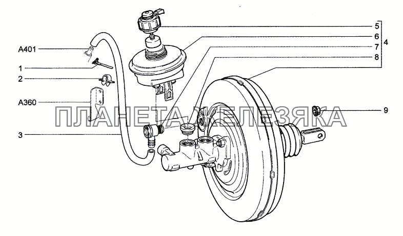 Элементы привода тормозов (31, 32, 34, 55) Chevrolet Niva 1.7