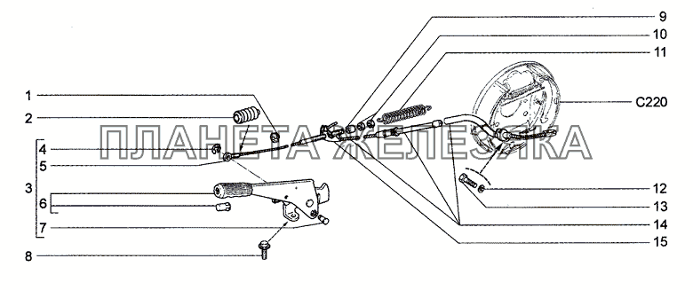 Привод стояночного тормоза Chevrolet Niva 1.7