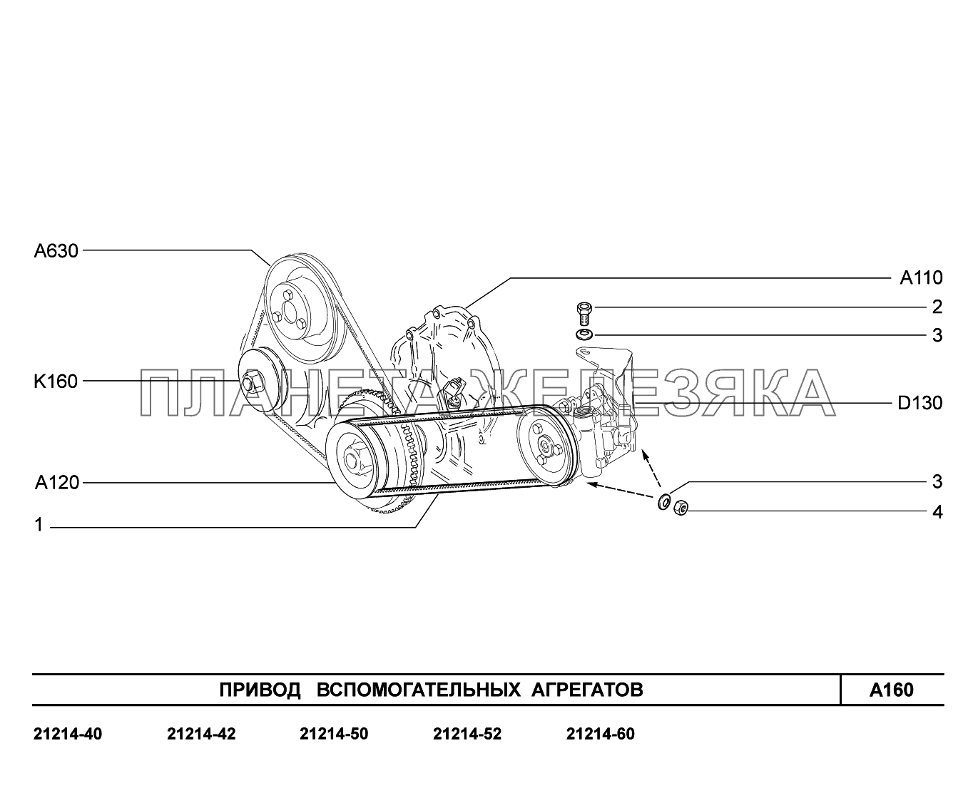 A160. Привод вспомогательных агрегатов Lada 4x4 Urban