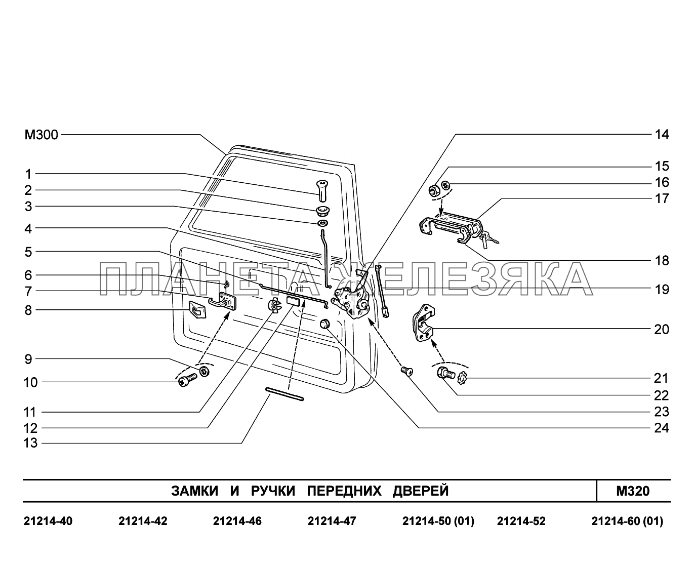 M320. Замки и ручки передних дверей Lada 4x4 Urban