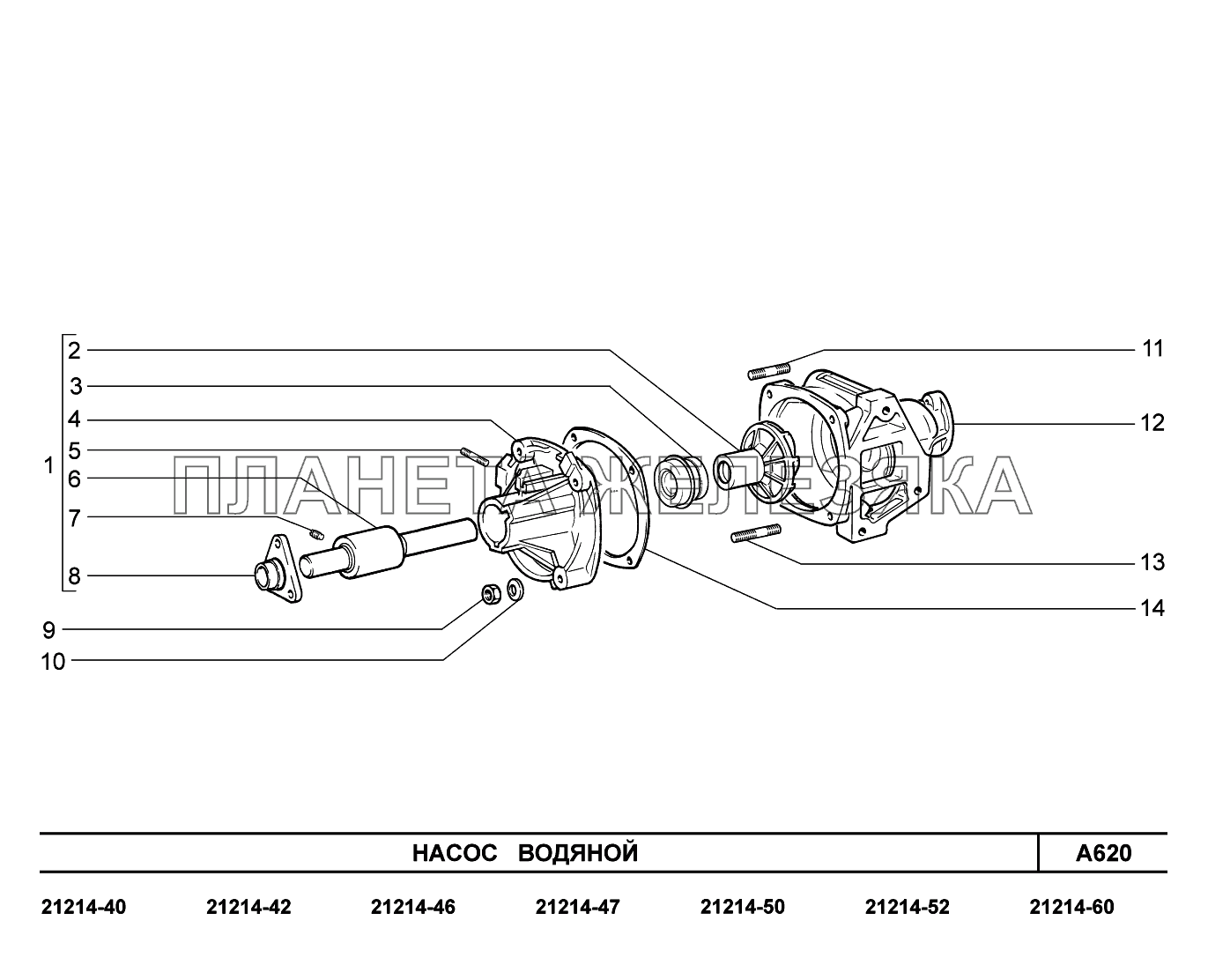 A620. Насос водяной Lada 4x4 Urban