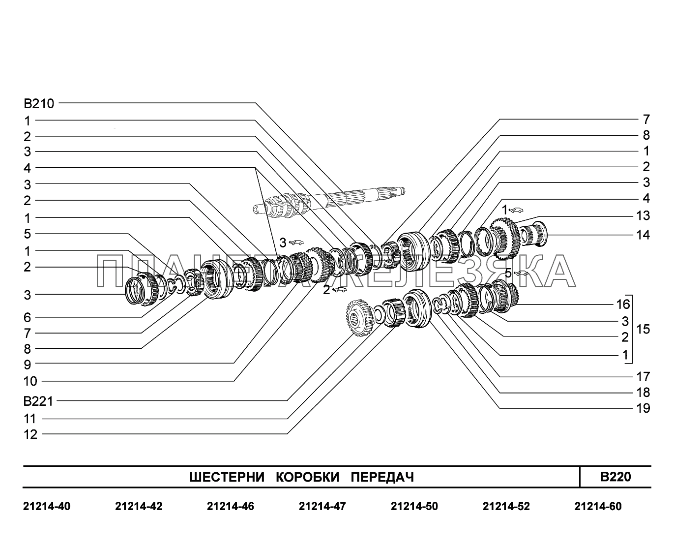 B220. Шестерни коробки передач Lada 4x4 Urban