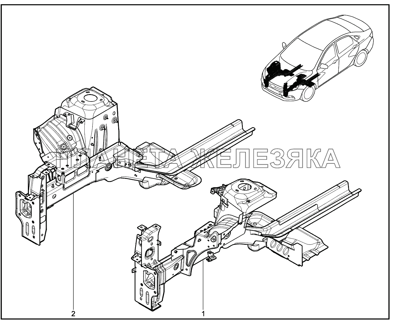 401010. Брызговик с лонжероном Lada Vesta