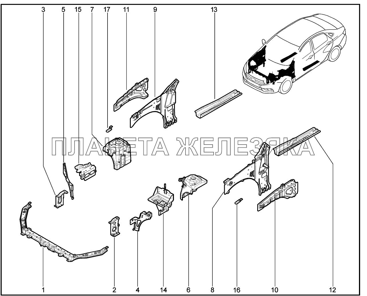 420110. Элементы (перед, боковина) Lada Vesta