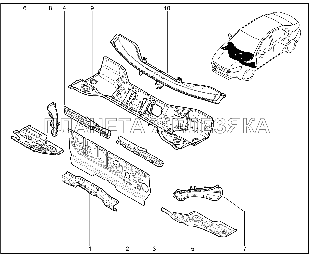 421010. Поперечина центральная щитка передка Lada Vesta