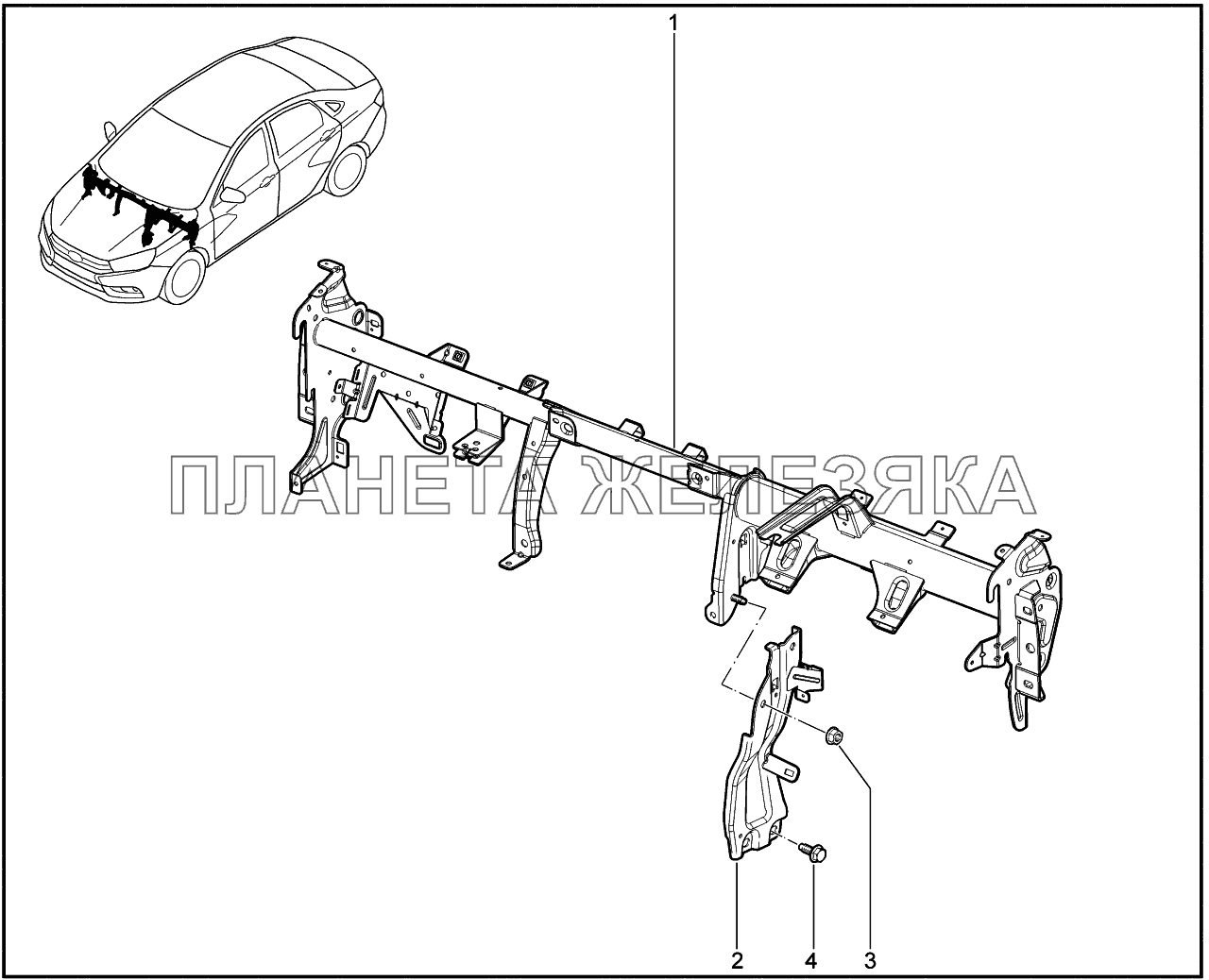 421012. Поперечина панели приборов Lada Vesta