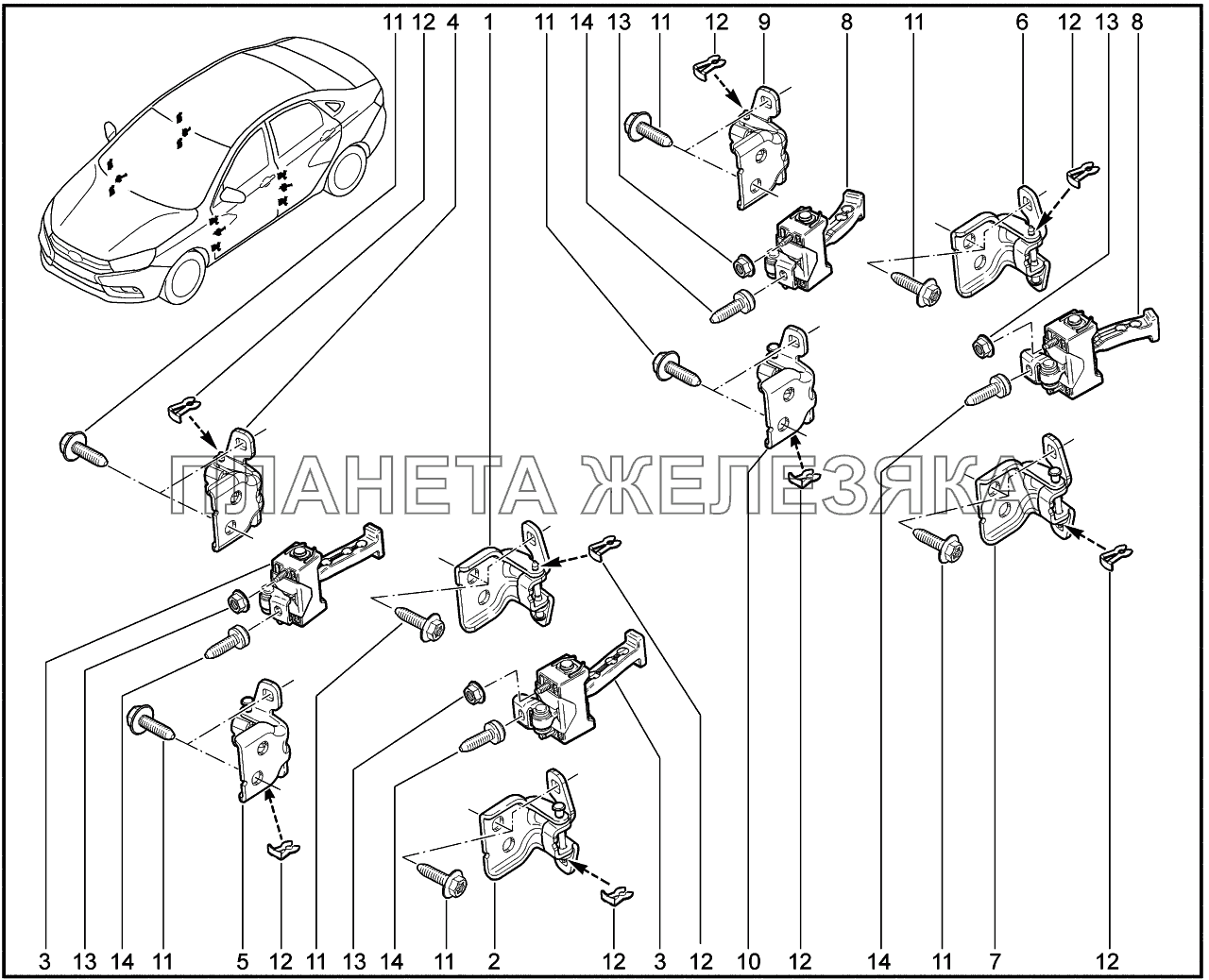 500116. Замки дверей, петли Lada Vesta