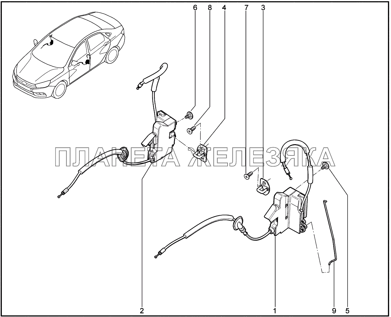 501010. Замки передних дверей Lada Vesta